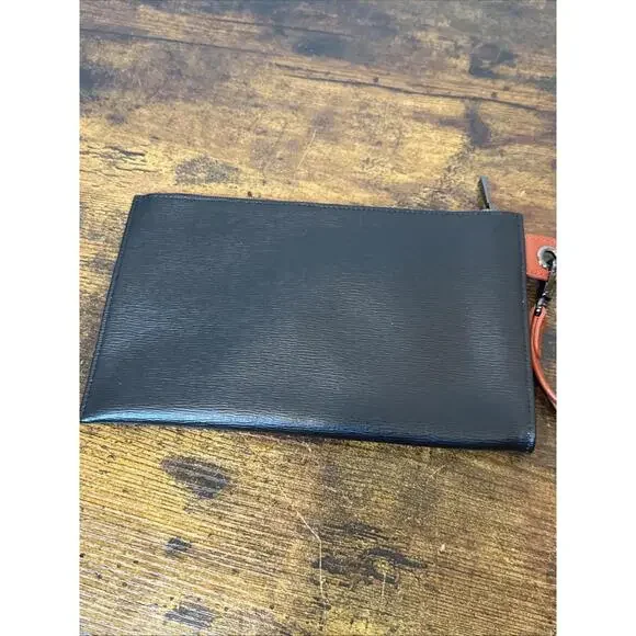 Longchamp Roseau Flat Zippered Wristlet Clutch — Black/Brown Leather — NEW! - Picture 5 of 9